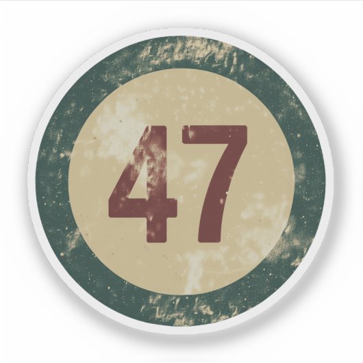 Vintage Distressed Number 47 Sticker (Voorkant)