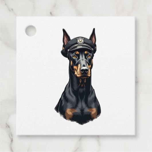 Vintage Dobermann politiehond portret zwart en wit Bedankjes Labels (Voorkant)