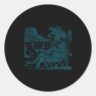 Vintage dobermann ufo western cowboy grappige hond ronde sticker