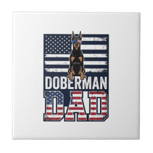 Vintage Dobermann Vader Patriottisch Hond Shirt On Tegeltje