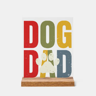 Vintage Dog Dad Pootafdruk Retro Typografie Shirt_ Acryl Bord