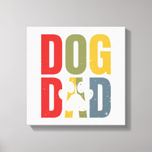 Vintage Dog Dad Pootafdruk Retro Typografie Shirt_ Canvas Afdruk