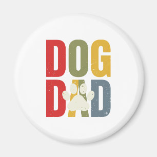 Vintage Dog Dad Pootafdruk Retro Typografie Shirt_ Magneet