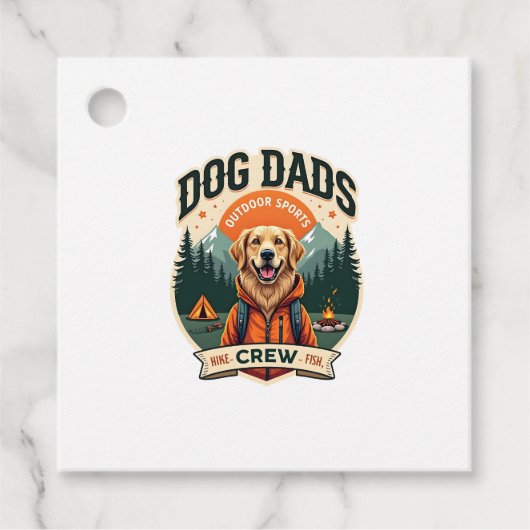 Vintage Dog Dads Outdoor Sports Crew Goud Retrie Bedankjes Labels (Voorkant)