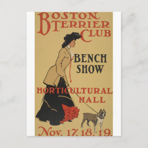 Vintage Dog Show Boston Terrier Club Briefkaart