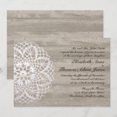 Vintage Doily & Barn Wood Weddenschap Kaart (Voorkant / Achterkant)