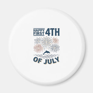 Vintage Dolfijn 4 juli Vuurwerk Shirt Ontwerp Magneet