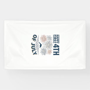 Vintage Dolfijn 4 juli Vuurwerk Shirt Ontwerp Spandoek