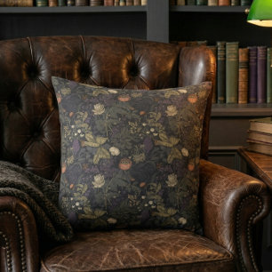 Vintage Donkere Bloemrijke William Morris Kussen
