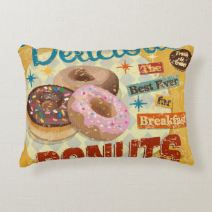 Vintage Donuts metal sign. vintage, sign, donut, p Accent Kussen