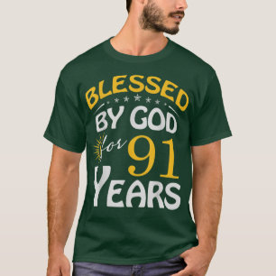 Vintage door God gevleid voor 91 jaar oude Happy 9 T-shirt