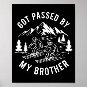 Vintage doorgegeven door broer shirt grappige ski poster
