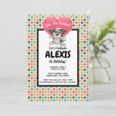 Vintage Dots Piggy Anniversaire Invitation photo (Debout devant)
