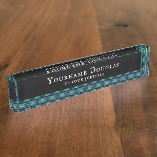 Vintage Douglas Clan Highland Tartan Plaid Naambordje