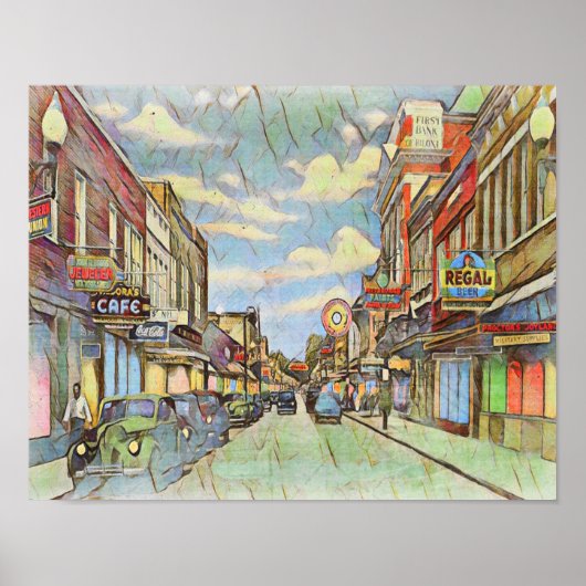 Vintage Downtown Biloxi Poster (Voorkant)