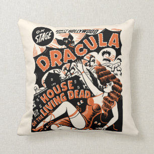 Vintage Dracula Spook Show Poster Art Kussen