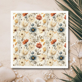 Vintage Dried Wildflower Navy Terracotta Servet