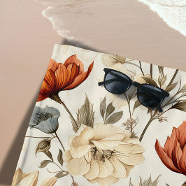 Vintage Dried Wildflower Navy Terracotta Strandlaken