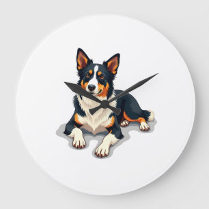 Vintage driekleurige Border Collie-portret Hondeni Grote Klok