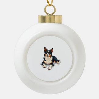 Vintage driekleurige Border Collie-portret Hondeni Keramische Bal Ornament