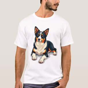 Vintage driekleurige Border Collie-portret Hondeni T-shirt