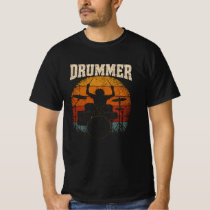 Vintage Drummer Sunset T-Shirt voor Drumspelers