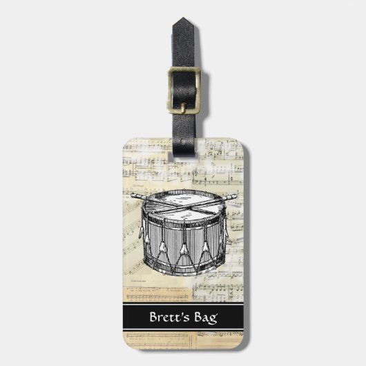 Vintage drummuziek Bagagelabel (Voorkant verticaal)