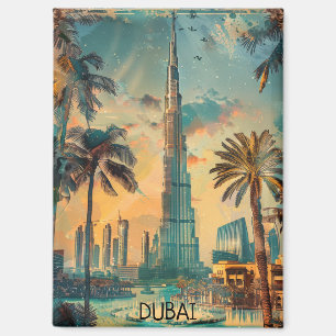 Vintage Dubai Verenigde Arabische Emiraten Burj Kh Magneet