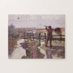 Vintage Duck Hunting Dog Rifle Pistool Jigzaag Puz Legpuzzel