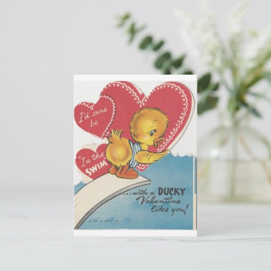 Vintage Duck Valentijn Feestdagenkaart (Staand voorkant)