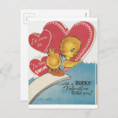Vintage Duck Valentijn Feestdagenkaart (Voorkant / Achterkant)