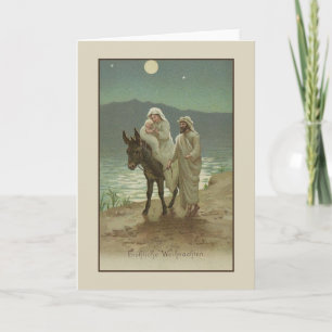 Vintage Duitse Godsdienstige Kerstkaart Feestdagen Kaart