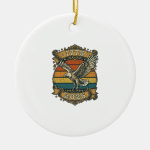 Vintage Eagle 1776 2026 Shirt Patriottisch Retro V Keramisch Ornament