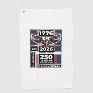 Vintage Eagle 1776 2026 T-shirt Patriottische Typo Golfhanddoek