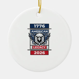 Vintage Eagle 1776 2026 T-shirt Patriottische Typo Keramisch Ornament