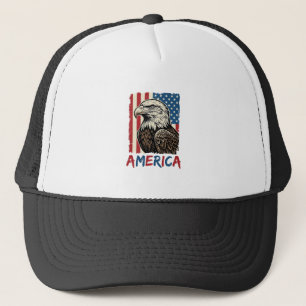 Vintage Eagle America Patriottische Shirt Ontwerp_ Trucker Pet