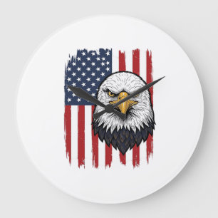 Vintage Eagle Amerikaanse Vlag Patriottisch Shirt  Grote Klok