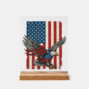 Vintage Eagle Drapeau Vectoriel T-Shirt Patriotiqu