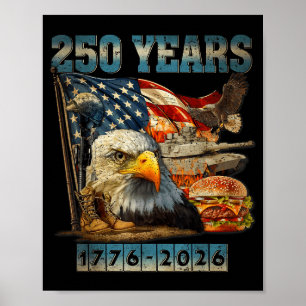 Vintage Eagle Usa Vlag 250 Jaar 1776-2026 250e Ver Poster