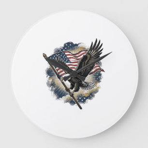 Vintage Eagle Vlag Patriottisch Shirt Ontwerp_1 Grote Klok