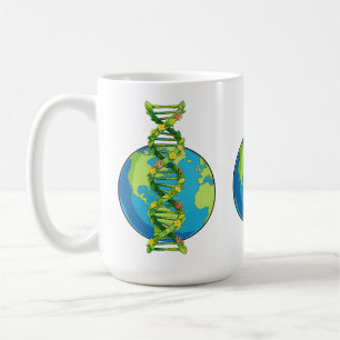 Vintage Earth Day DNA Natuur Illustratie Koffiemok