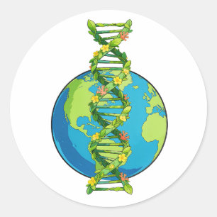 Vintage Earth Day DNA Natuur Illustratie Ronde Sticker