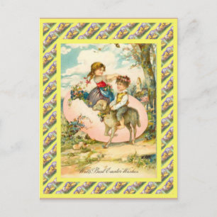 Vintage Easter, 1930s, Children and giant egg Feestdagenkaart