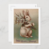 Vintage Easter Bunny Greetings Feestdagenkaart (Voorkant / Achterkant)