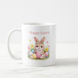 Vintage Easter Bunny Rabbit Pink Blush Watercolor Koffiemok
