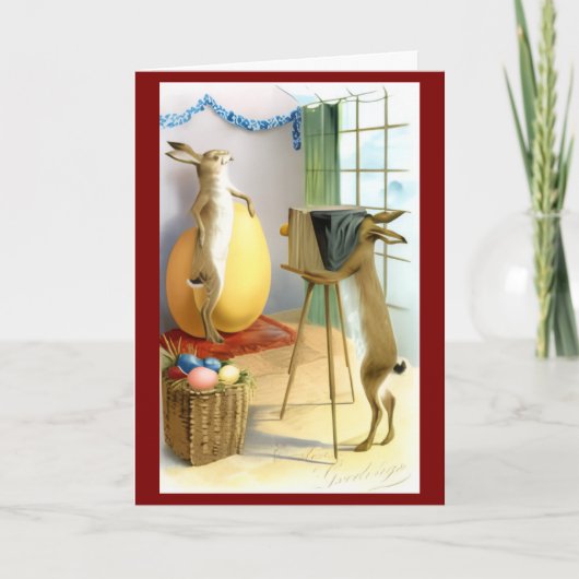 Vintage Easter Bunny Spring Kaart (Voorkant)