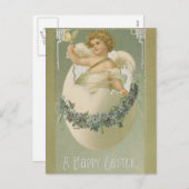 Vintage Easter Cherub Feestdagenkaart (Voorkant / Achterkant)