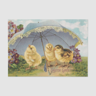 Vintage Easter Chicks Under an Umbrella Tissuepapier