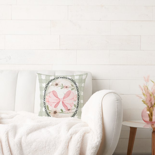 Vintage Easter Egg Bow Spring Kussen (Bank)