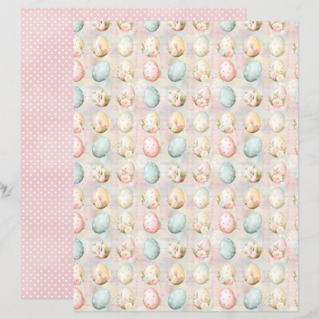 Vintage Easter Eggs Scrapbook Paper (Voorkant / Achterkant)